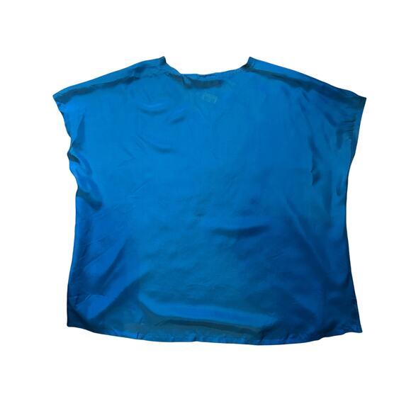 Eileen Fisher Blue Silk Linen Knit Boxy Short Sleeve Shirt Size L - Picture 5 of 8